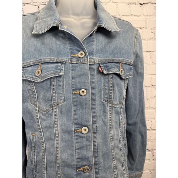 Levi's Light Blue Button Front Pocket Denim Trucker Jacket Large - Picture 5 of 12